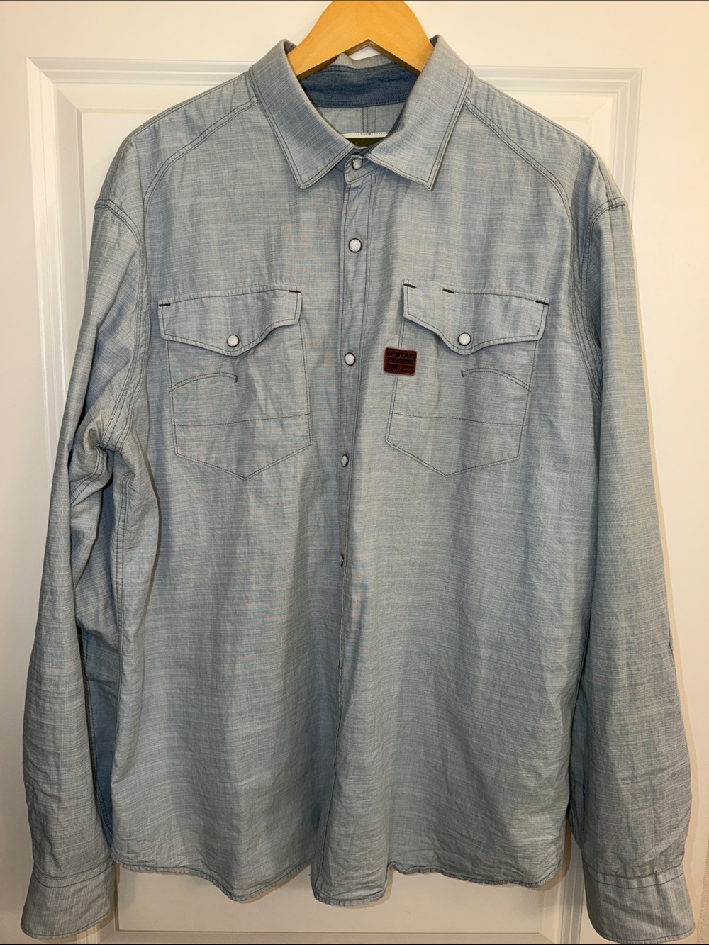 G-Star Light Blue Long-Sleeve Button-Down Western Shirt